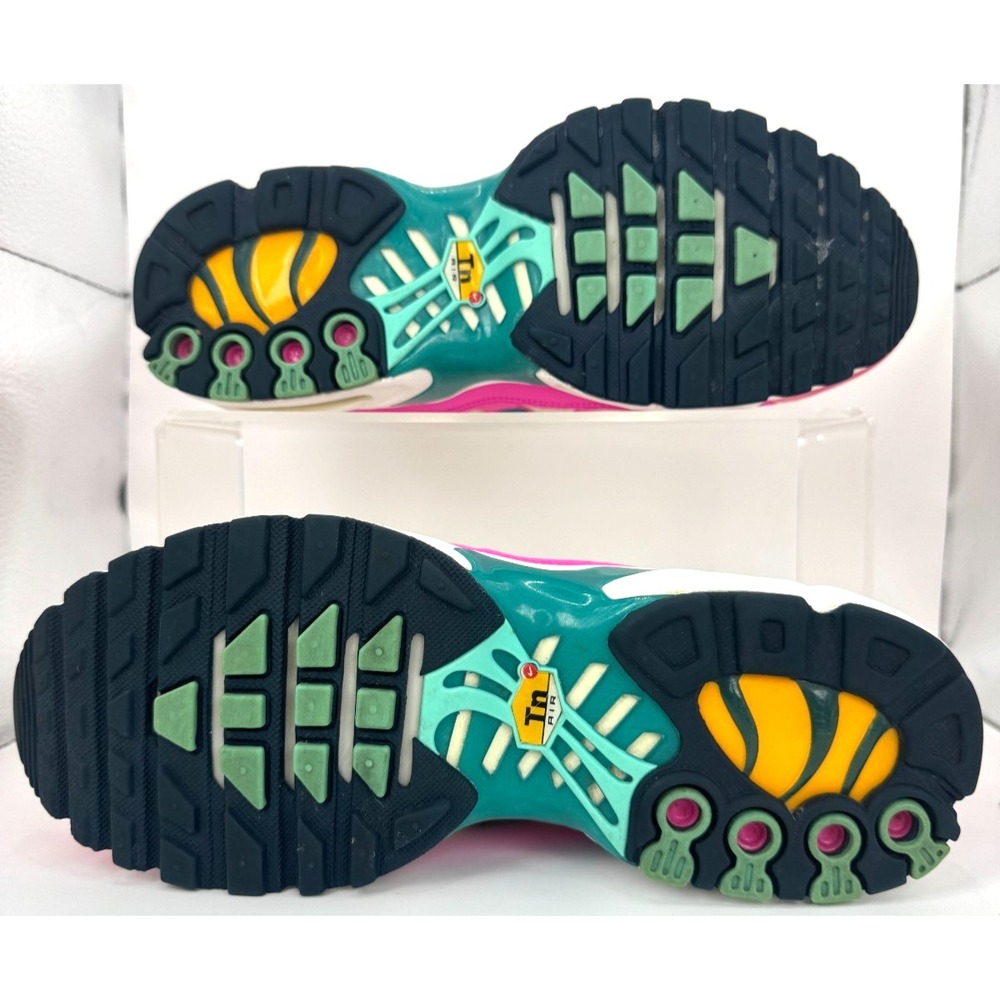 Nike Air Max Plus TN Pink Yellow White Running Shoes Womens Size 7 CJ9922-100 - Picture 5 of 8